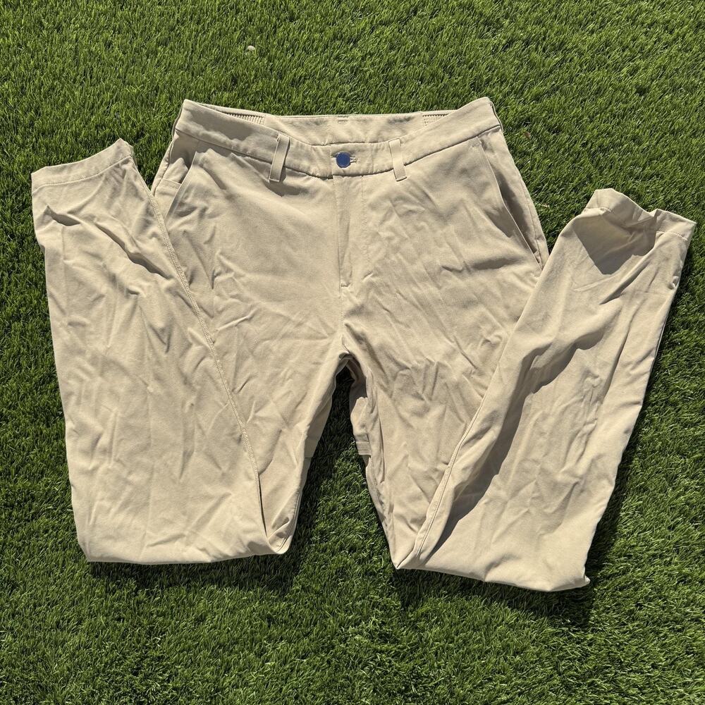 Lululemon Mens Commission Pants Size 31 Khaki Beige Warpstreme Stretch Chino